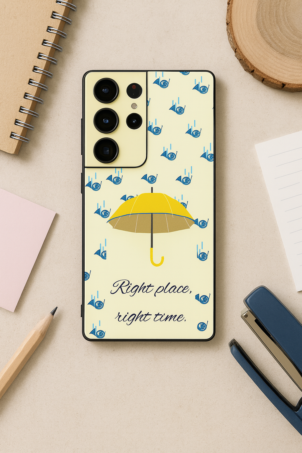 HIMYM Right Place Right Time Premium Glass Back Cover For Galaxy S, A, M & F Series The Case & Co