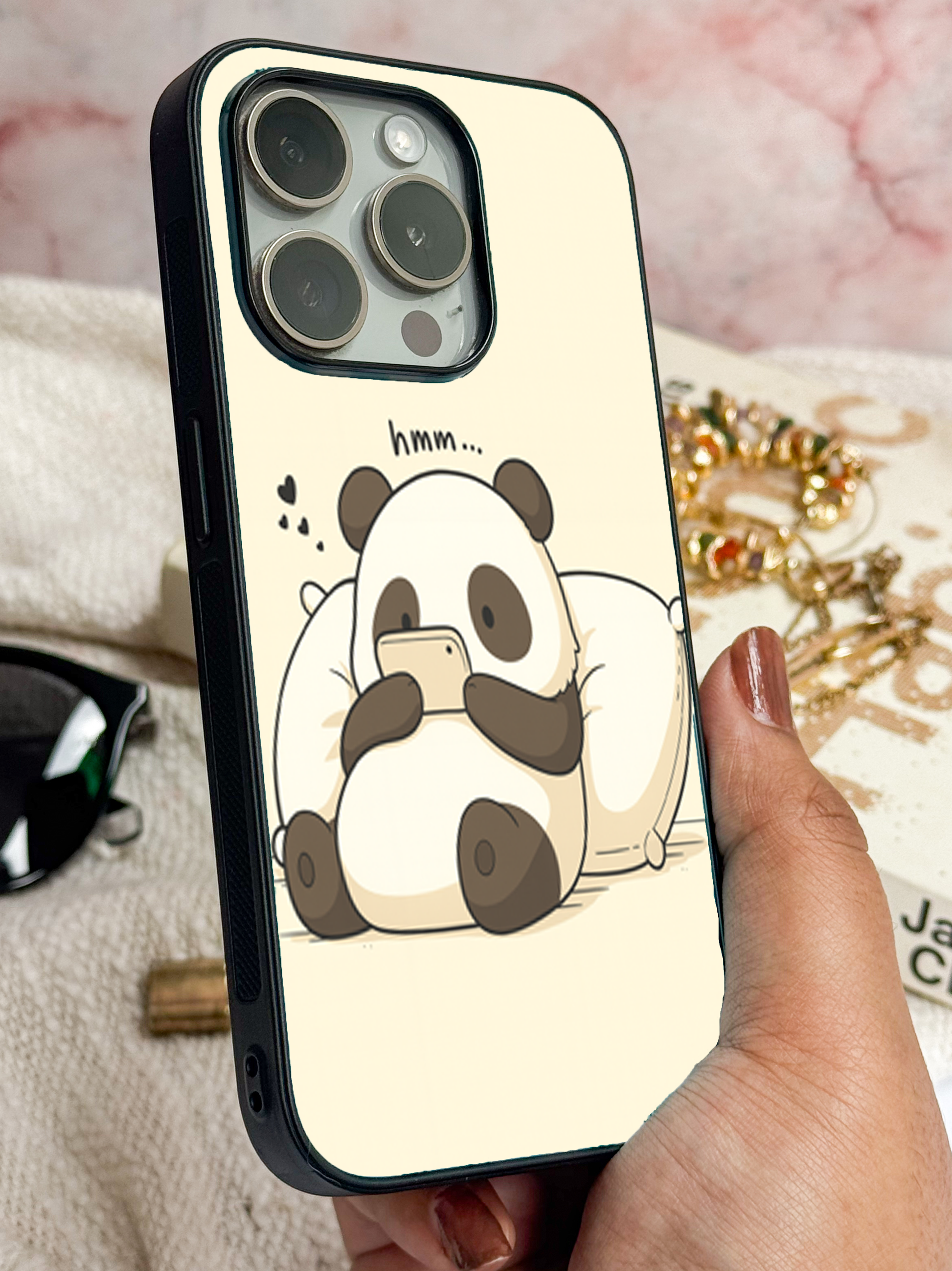 Hmm Panda Premium Glass Back Cover For iPhone 11,12,13,14,15,16,17 Models The Case & Co