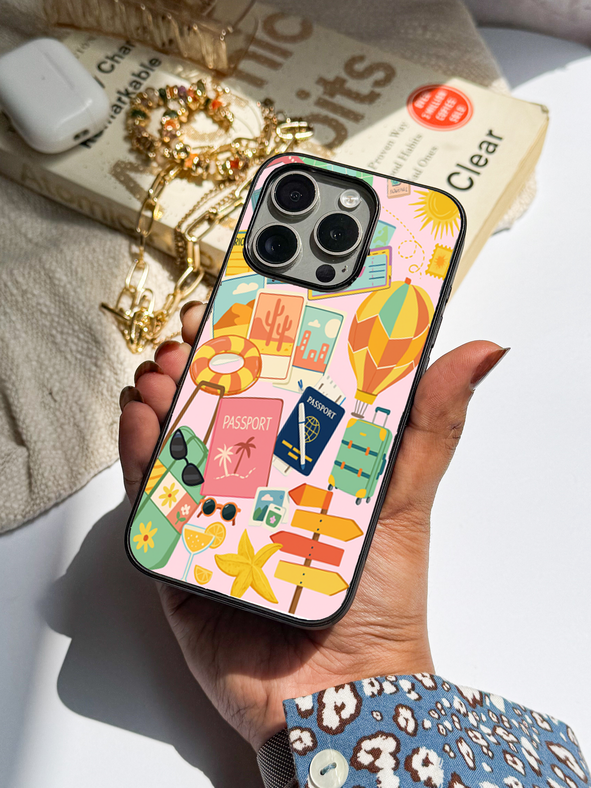 I Love Travelling  Premium Glass Back Cover For iPhone 11,12,13,14,15,16,17 Models The Case & Co