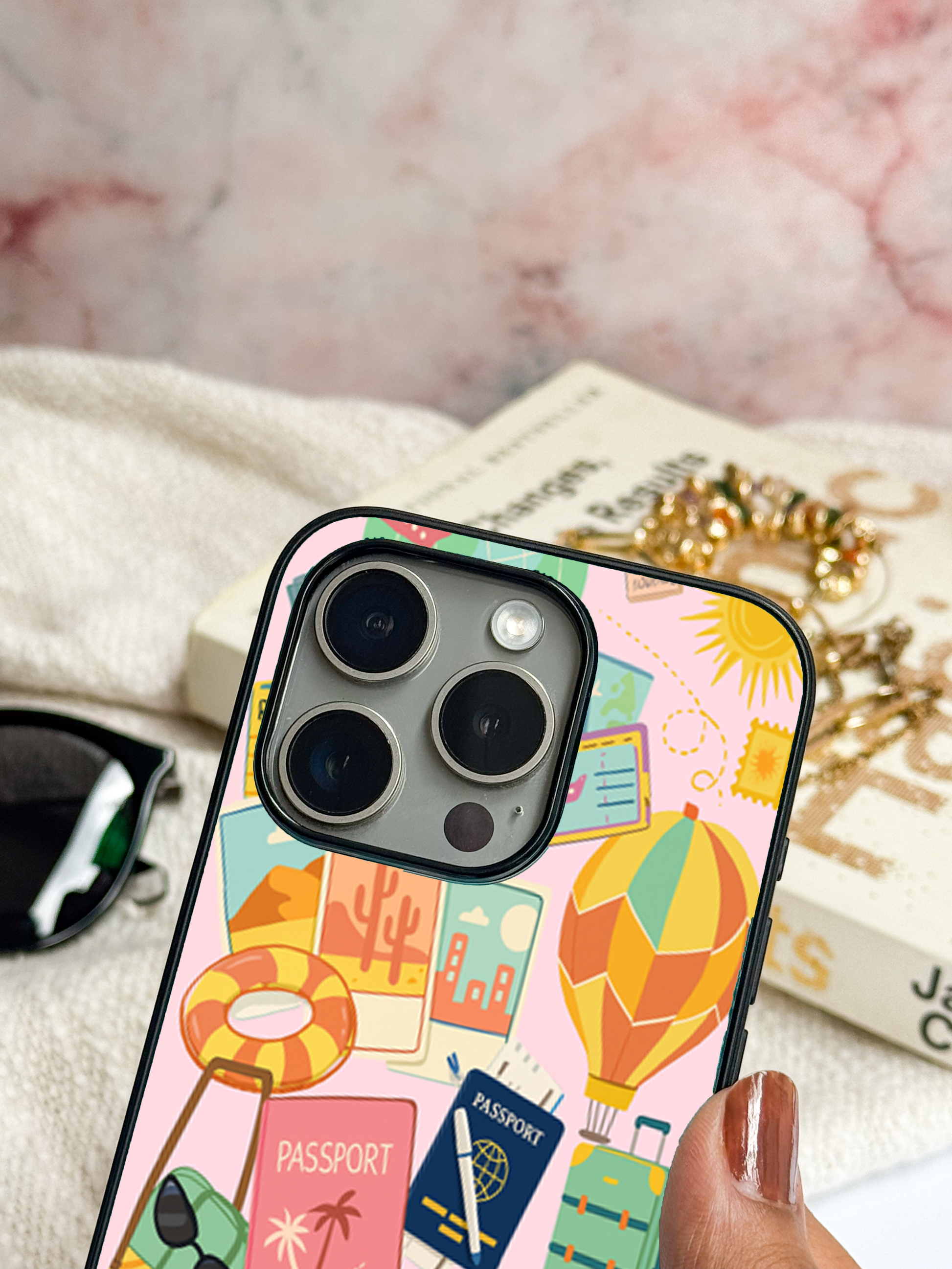 I Love Travelling  Premium Glass Back Cover For iPhone 11,12,13,14,15,16,17 Models The Case & Co