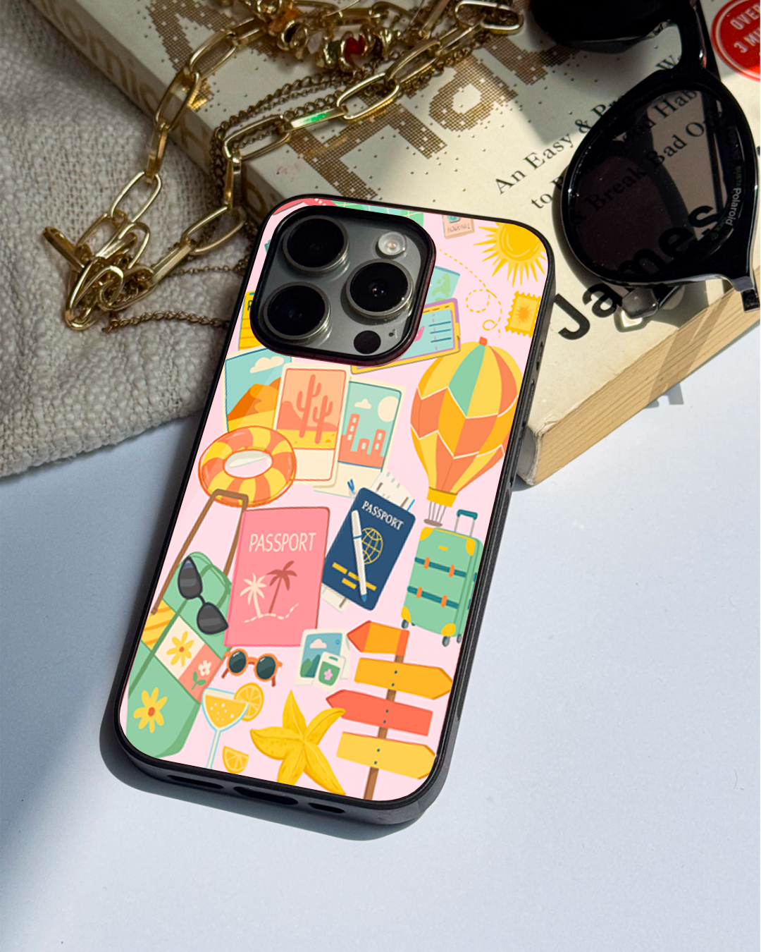 I Love Travelling  Premium Glass Back Cover For iPhone 11,12,13,14,15,16,17 Models The Case & Co