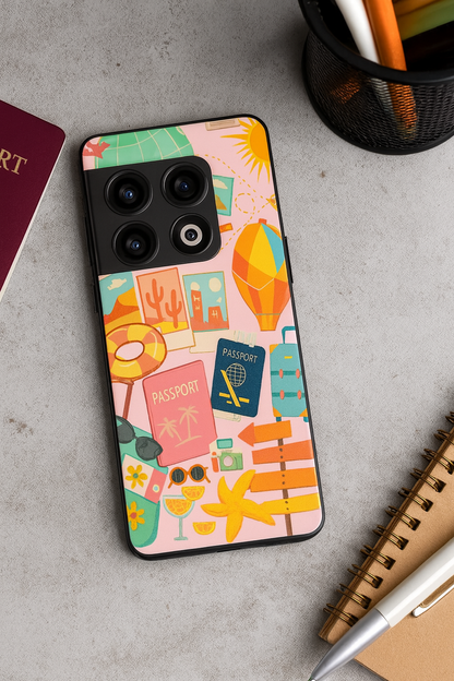 I Love Travelling Premium Glass Back Cover For One Plus 13, 12, 11, 10, Nord Series The Case & Co