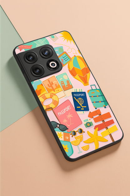 I Love Travelling Premium Glass Back Cover For One Plus 13, 12, 11, 10, Nord Series The Case & Co