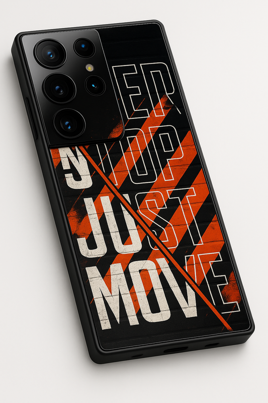 JUST MOVE Premium Glass Back Cover For Galaxy S, A, M & F Series The Case & Co