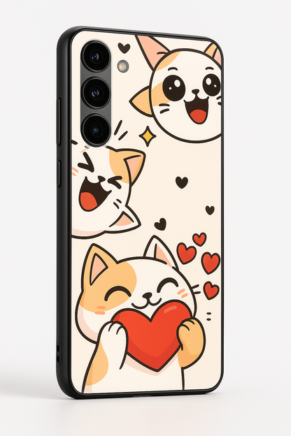 Kitty Love Premium Glass Back Cover For Galaxy S, A, M & F Series The Case & Co