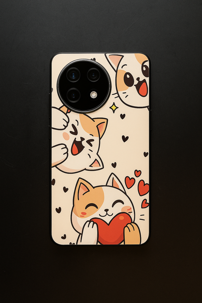 Kitty Love Premium Glass Back Cover For One Plus 13, 12, 11, 10, Nord Series The Case & Co