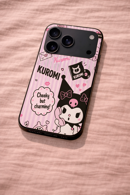 Kuromi Cat Premium Glass Back Cover For iPhone 11,12,13,14,15,16,17 Models The Case & Co