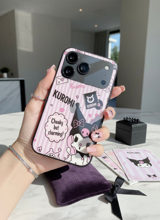 Kuromi Cat Premium Glass Back Cover For iPhone 11,12,13,14,15,16,17 Models The Case & Co
