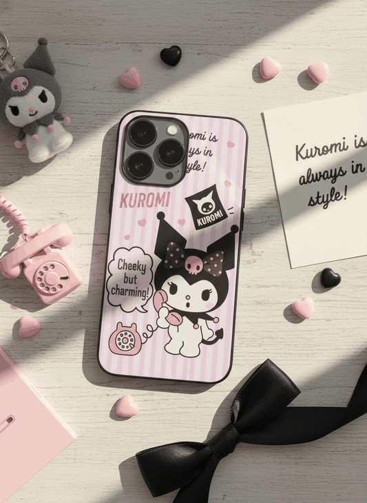 Kuromi Cat Premium Glass Back Cover For iPhone 11,12,13,14,15,16,17 Models The Case & Co