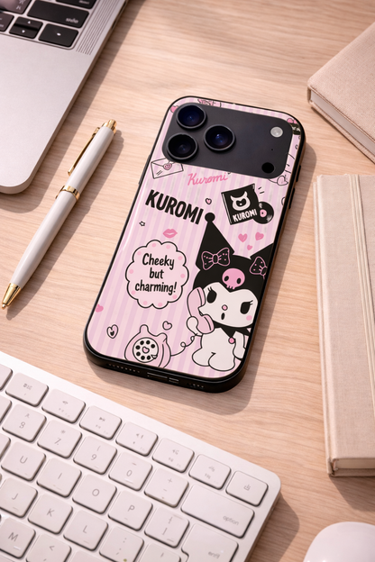 Kuromi Cat Premium Glass Back Cover For iPhone 11,12,13,14,15,16,17 Models The Case & Co