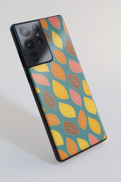 Leaf pattern Premium Glass Back Cover For Galaxy S, A, M & F Series The Case & Co