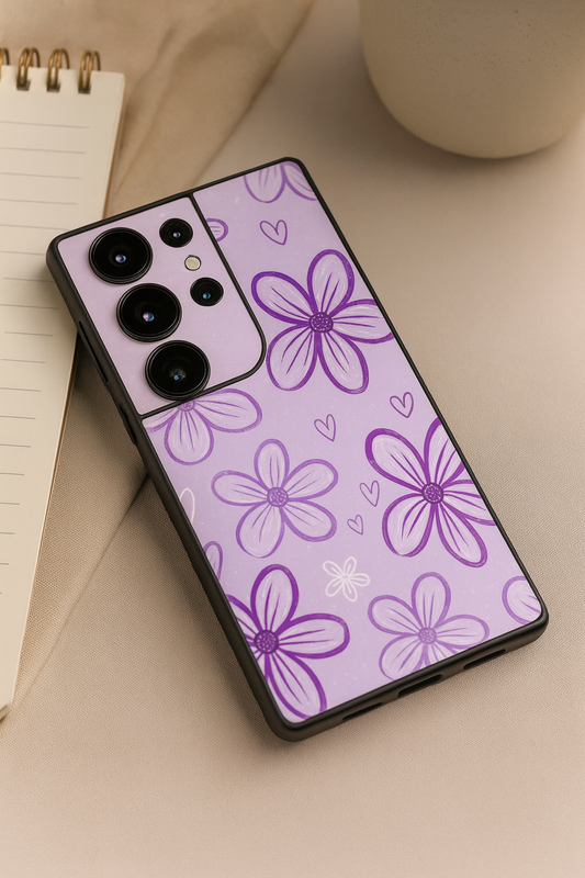 Lilac Bloom Premium Glass Back Cover For Galaxy S, A, M & F Series The Case & Co
