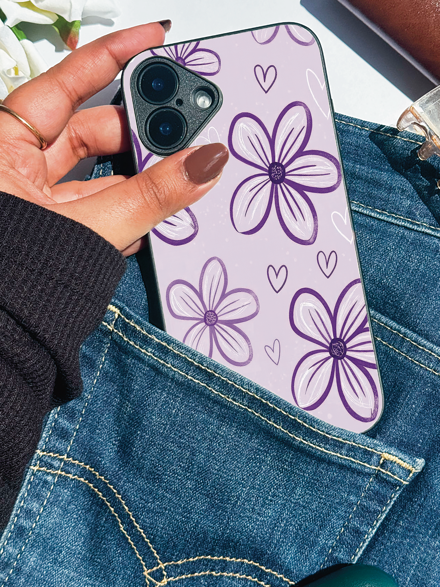 Lilac Bloom Premium Glass Back Cover For iPhone 11,12,13,14,15,16,17 Models The Case & Co