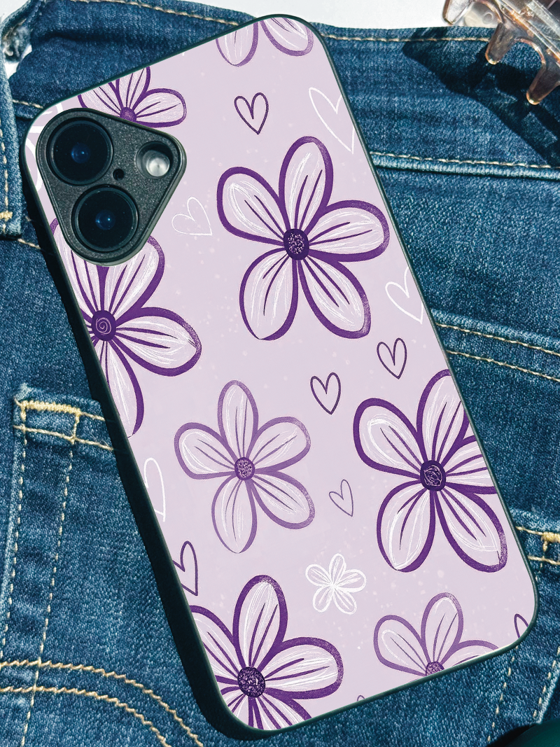 Lilac Bloom Premium Glass Back Cover For iPhone 11,12,13,14,15,16,17 Models The Case & Co