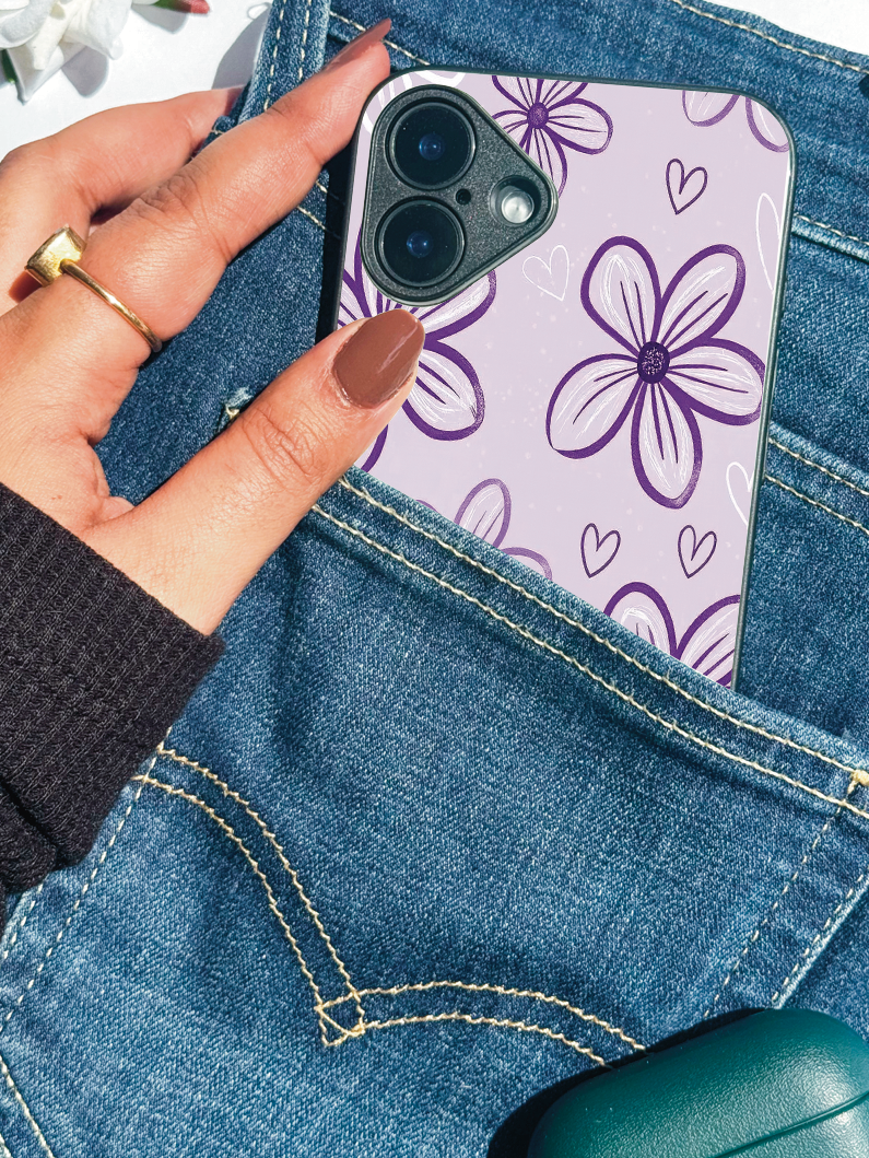 Lilac Bloom Premium Glass Back Cover For iPhone 11,12,13,14,15,16,17 Models The Case & Co