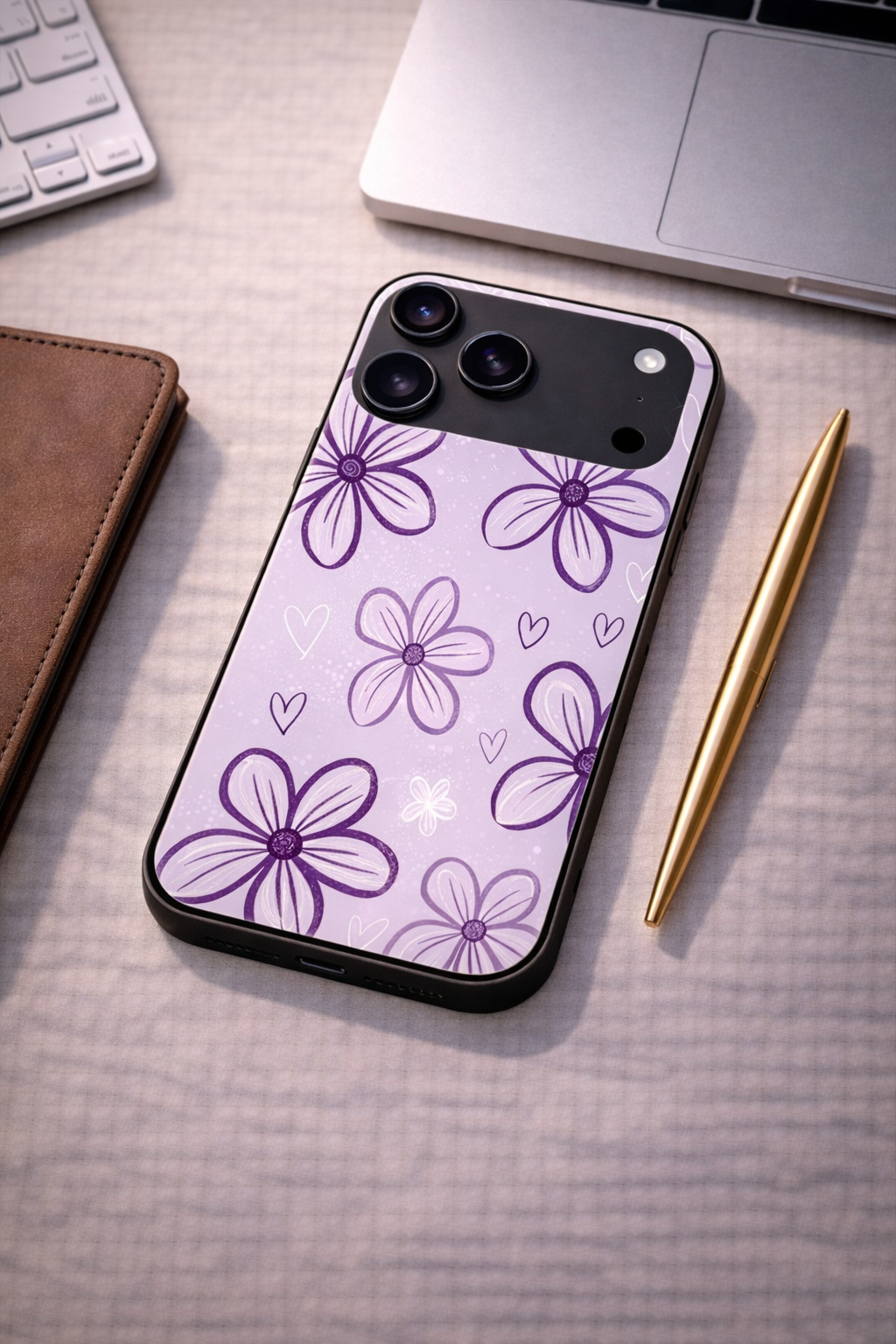Lilac Bloom Premium Glass Back Cover For iPhone 11,12,13,14,15,16,17 Models The Case & Co
