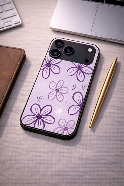 Lilac Bloom Premium Glass Back Cover For iPhone 11,12,13,14,15,16,17 Models The Case & Co