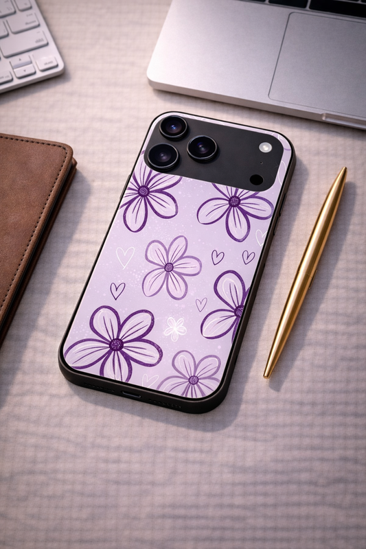 Lilac Bloom Premium Glass Back Cover For iPhone 11,12,13,14,15,16,17 Models The Case & Co