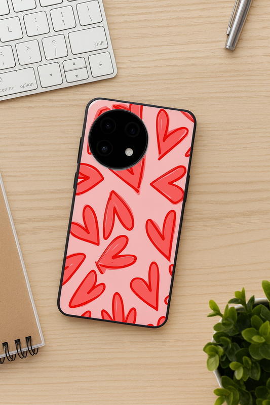 Love Doodles Glass Back Cover For One Plus 13, 12, 11, 10, Nord Series The Case & Co