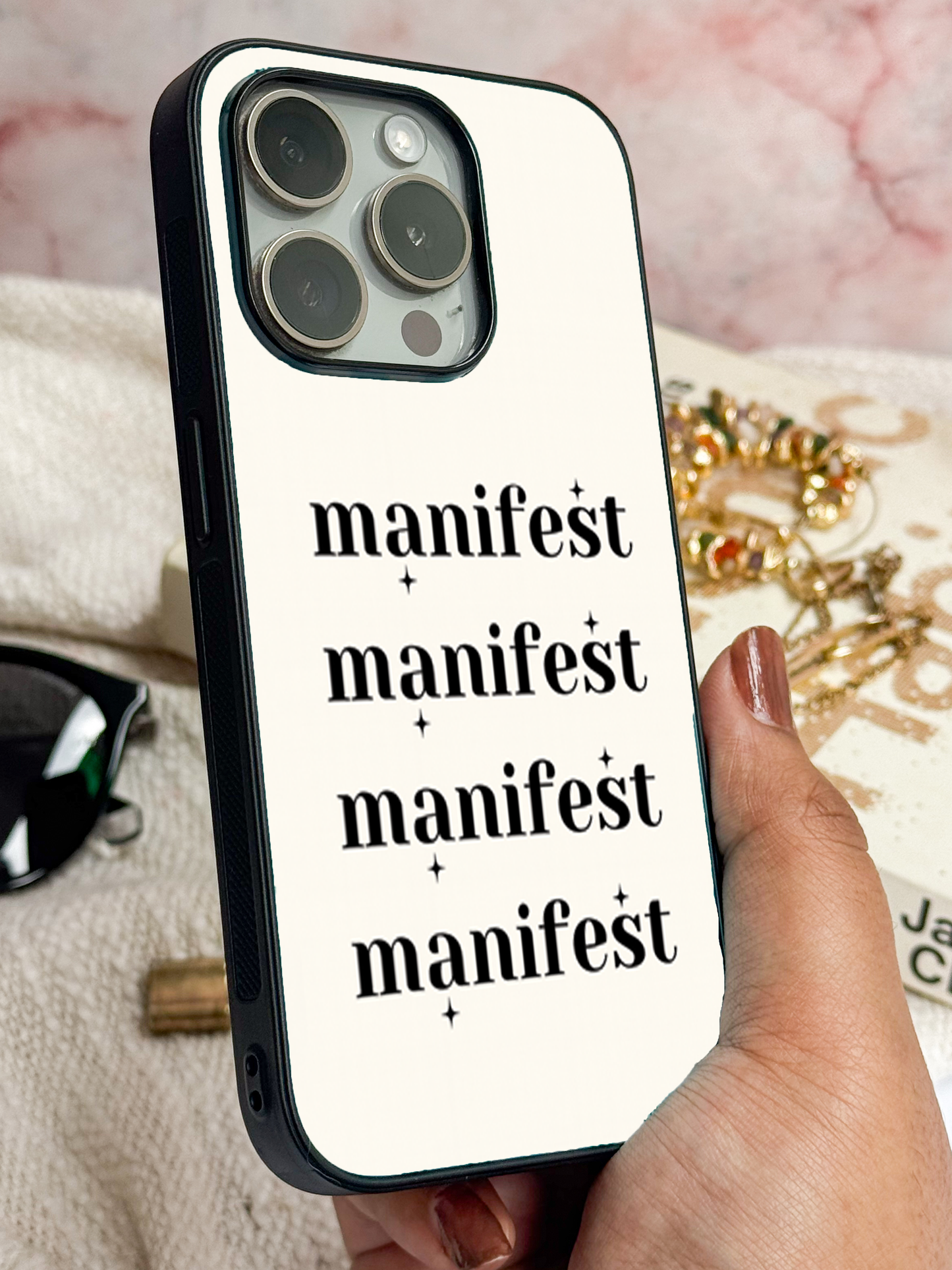 Manifest Magic Premium Glass Back Cover For iPhone 11,12,13,14,15,16,17 Models The Case & Co