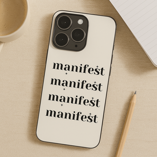 Manifest Magic Premium Glass Back Cover For iPhone 11,12,13,14,15,16,17 Models The Case & Co