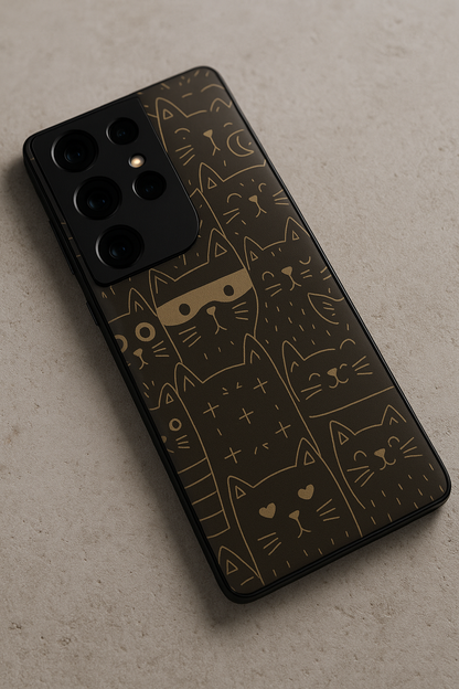 Meow You Too Premium Glass Back Cover For Galaxy S, A, M & F Series The Case & Co