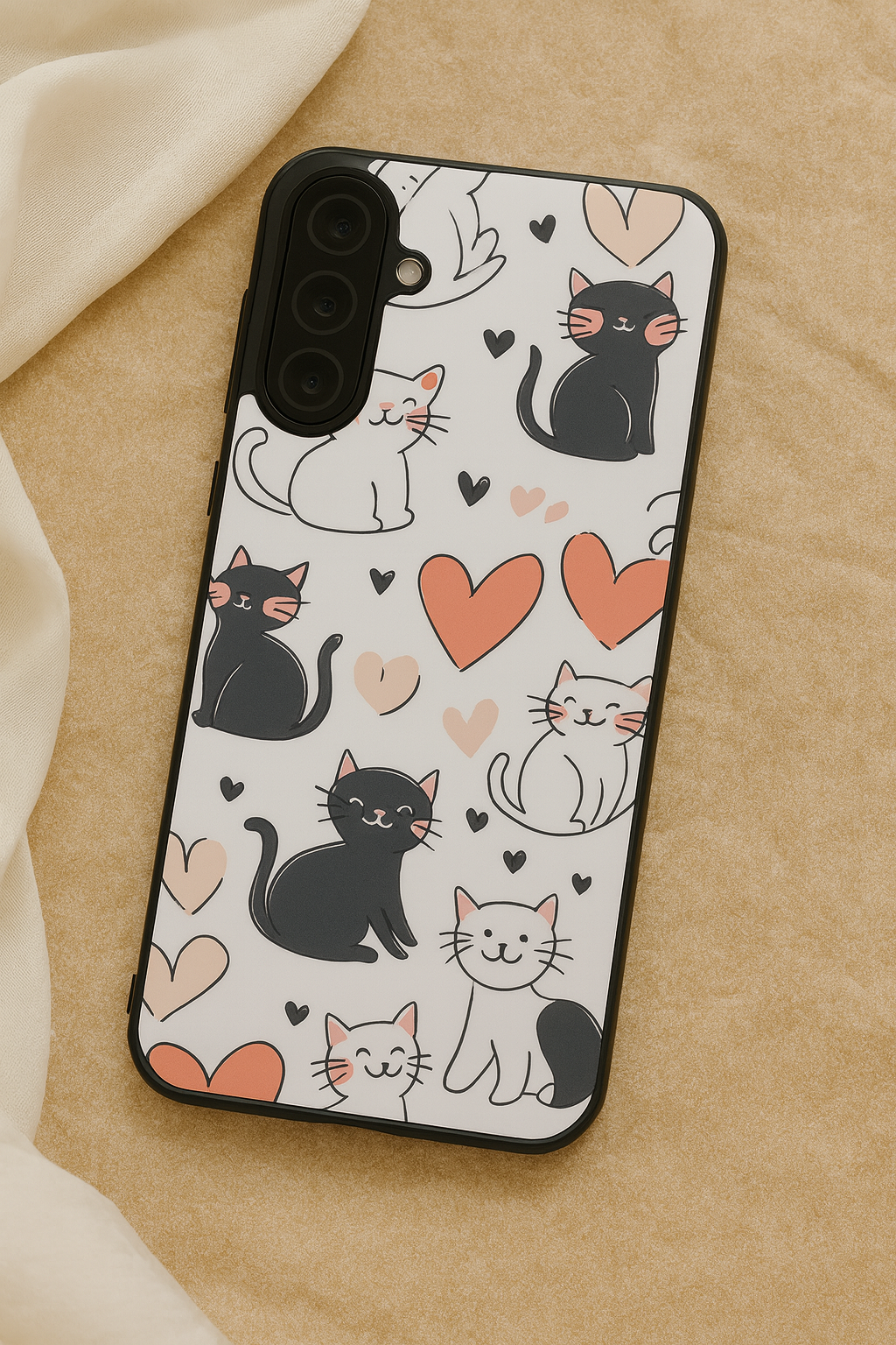 Meowgical Hearts Premium Glass Back Cover For Galaxy S, A, M & F Series The Case & Co