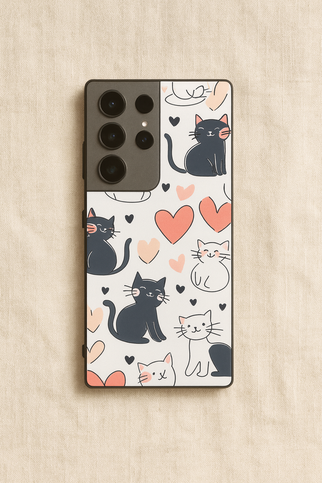 Meowgical Hearts Premium Glass Back Cover For Galaxy S, A, M & F Series The Case & Co