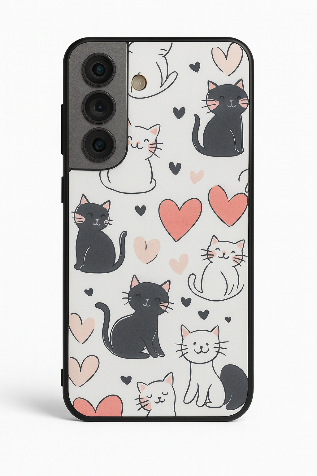 Meowgical Hearts Premium Glass Back Cover For Galaxy S, A, M & F Series The Case & Co