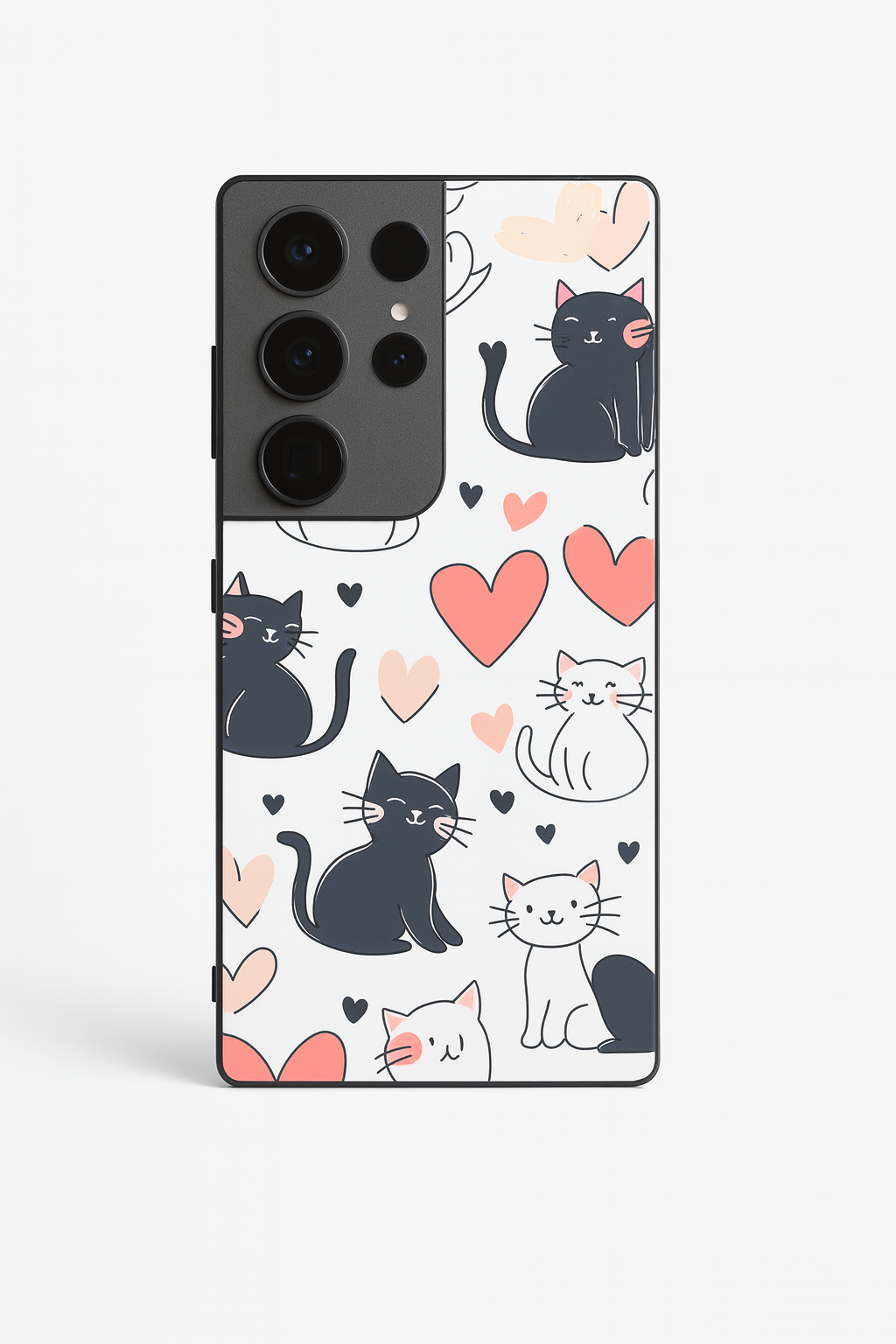 Meowgical Hearts Premium Glass Back Cover For Galaxy S, A, M & F Series The Case & Co