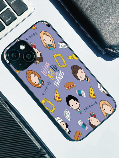 Mini FRIENDS Premium Glass Back Cover For iPhone 11,12,13,14,15,16,17 Models The Case & Co