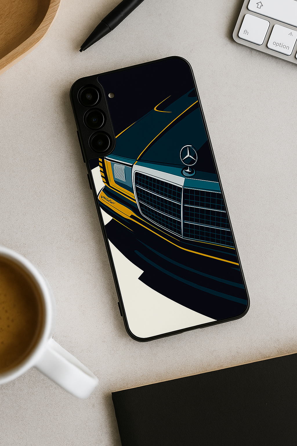 Minimal Car Sketch Premium Glass Back Cover For Galaxy S, A, M & F Series The Case & Co