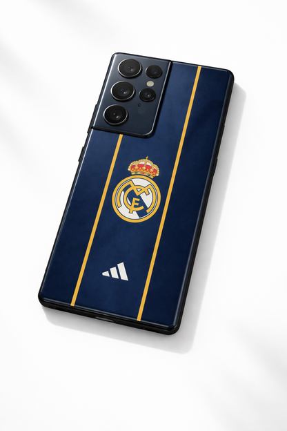 Navy Gold Reign Premium Glass Back Cover For Galaxy S, A, M & F Series The Case & Co