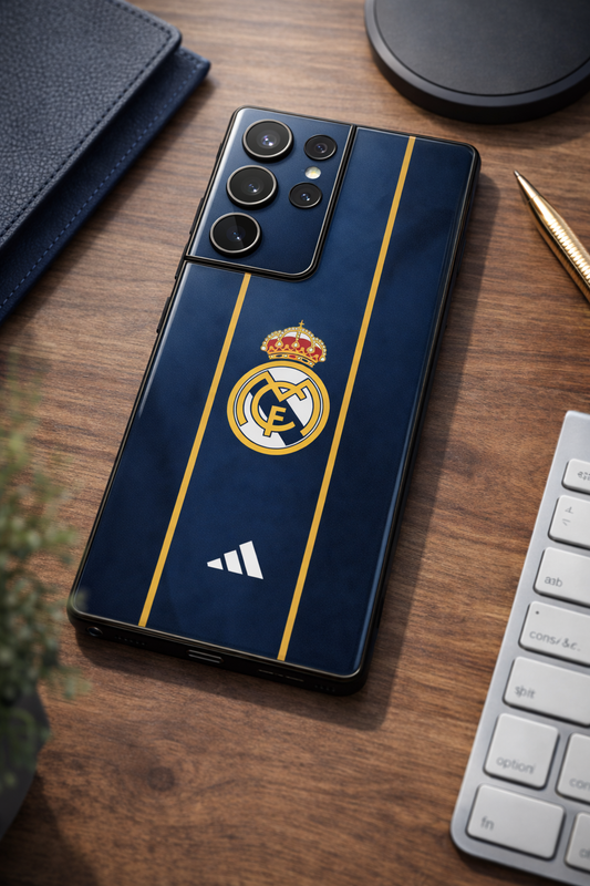 Navy Gold Reign Premium Glass Back Cover For Galaxy S, A, M & F Series The Case & Co