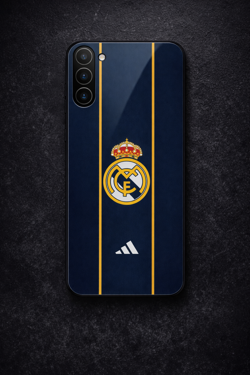 Navy Gold Reign Premium Glass Back Cover For Galaxy S, A, M & F Series The Case & Co