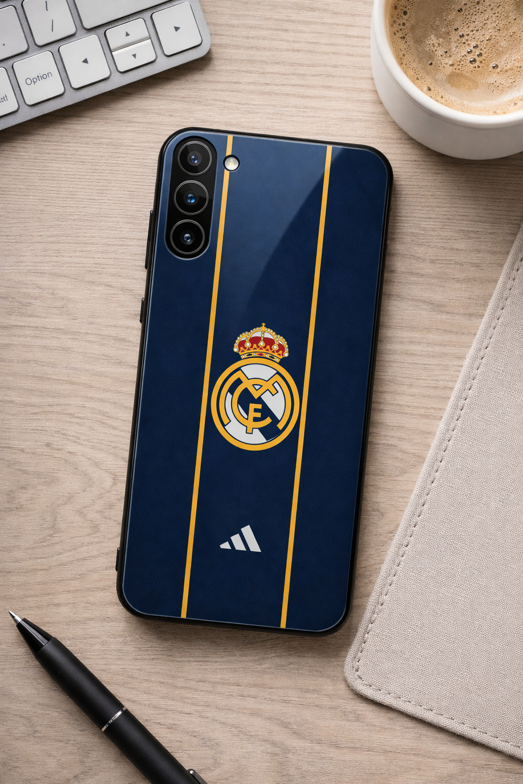 Navy Gold Reign Premium Glass Back Cover For Galaxy S, A, M & F Series The Case & Co