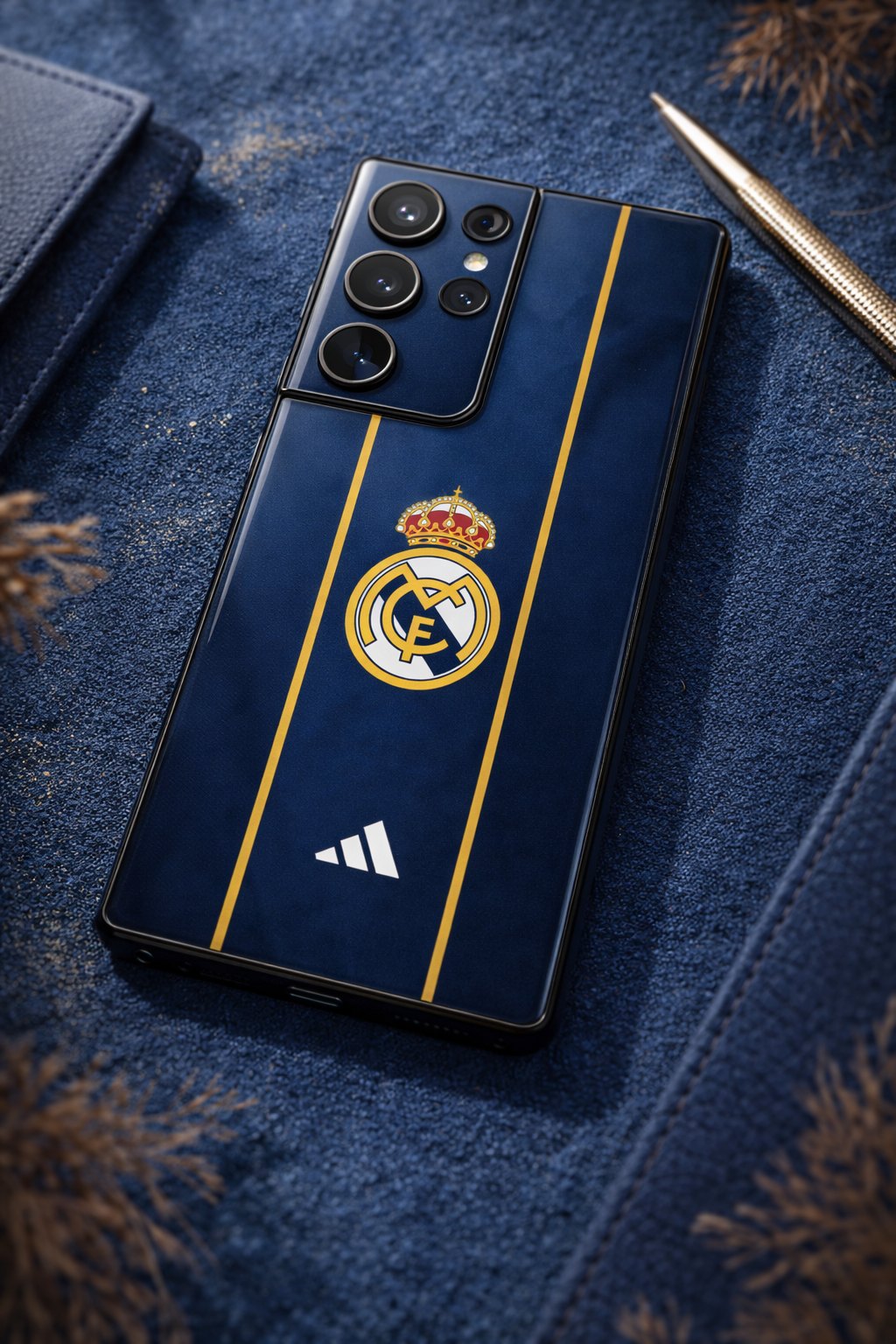 Navy Gold Reign Premium Glass Back Cover For Galaxy S, A, M & F Series The Case & Co