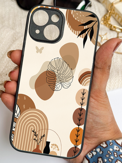 Organic Aura Premium Glass Back Cover For iPhone 11,12,13,14,15,16,17 Models The Case & Co