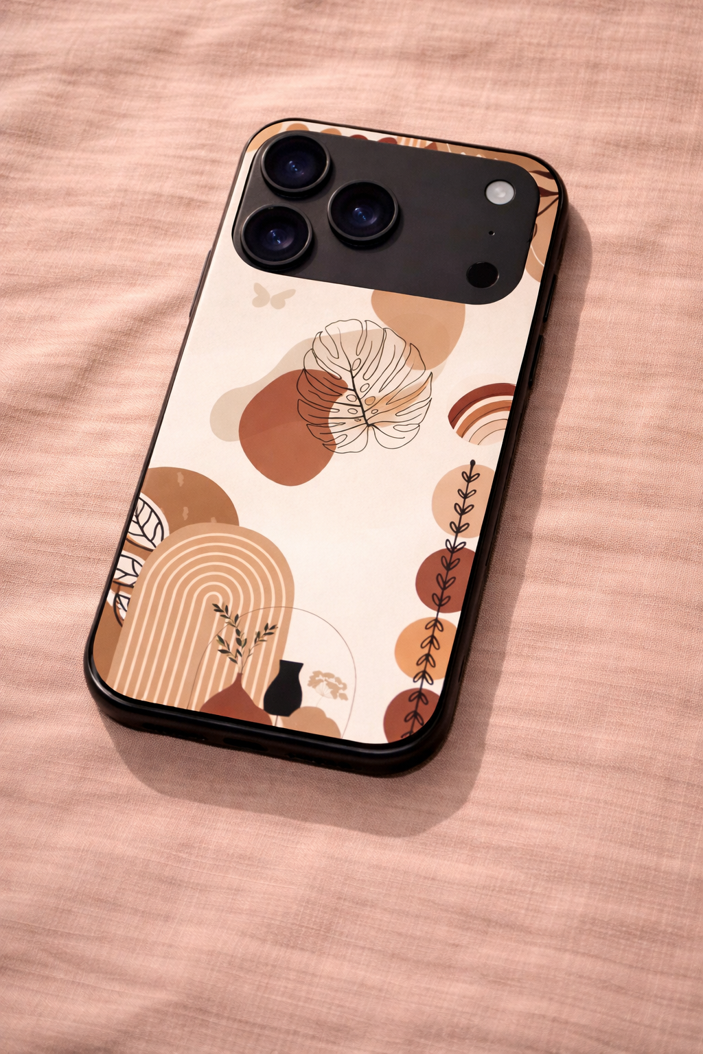 Organic Aura Premium Glass Back Cover For iPhone 11,12,13,14,15,16,17 Models The Case & Co