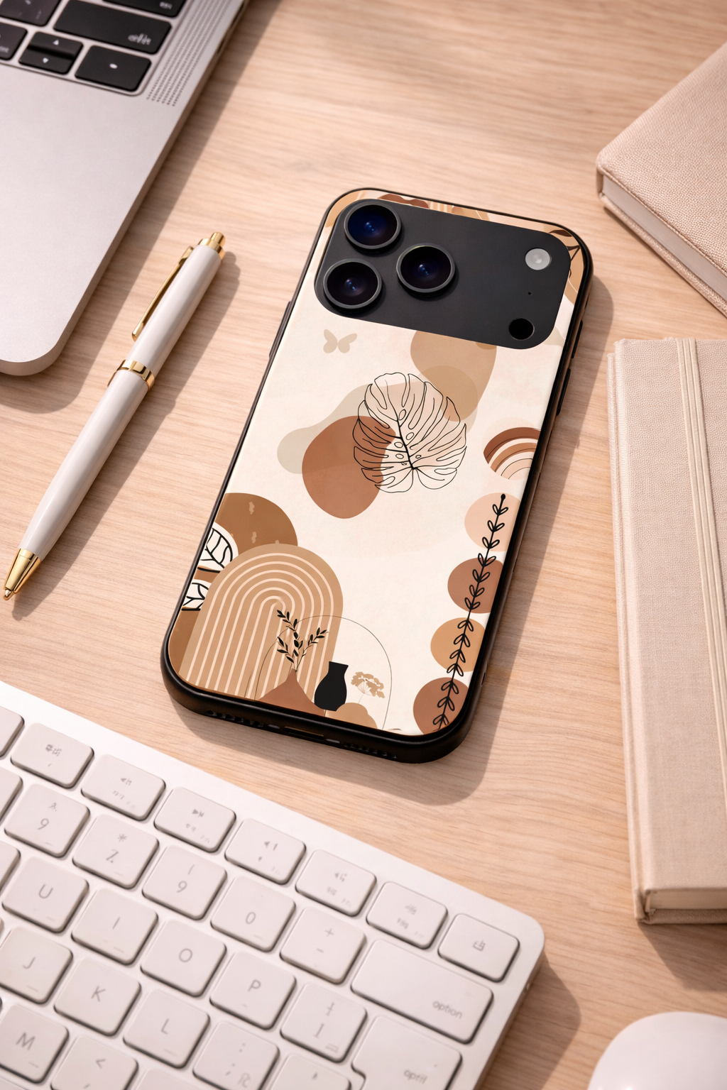 Organic Aura Premium Glass Back Cover For iPhone 11,12,13,14,15,16,17 Models The Case & Co