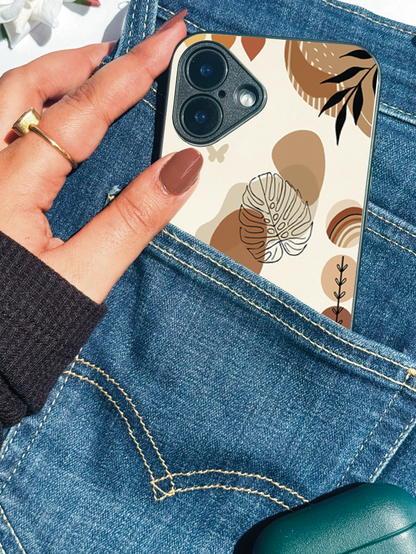 Organic Aura Premium Glass Back Cover For iPhone 11,12,13,14,15,16,17 Models The Case & Co