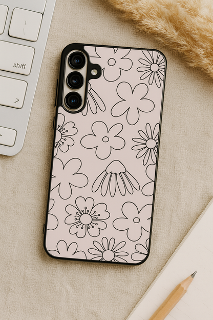 Outline Garden Premium Glass Back Cover For Galaxy S, A, M & F Series The Case & Co