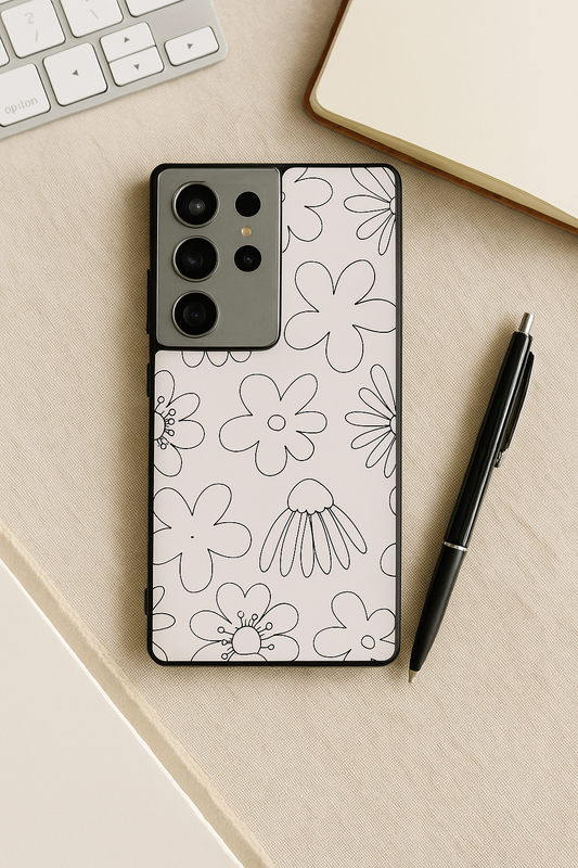 Outline Garden Premium Glass Back Cover For Galaxy S, A, M & F Series The Case & Co