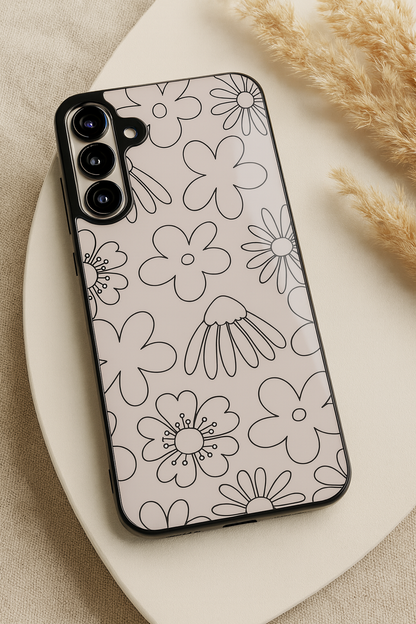 Outline Garden Premium Glass Back Cover For Galaxy S, A, M & F Series The Case & Co