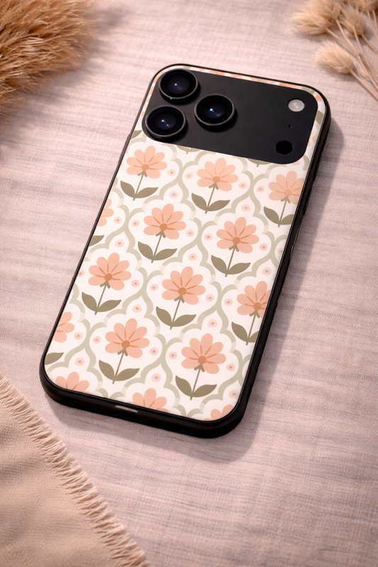 Pastel Petals Premium Glass Back Cover For iPhone 11,12,13,14,15,16,17 Models The Case & Co
