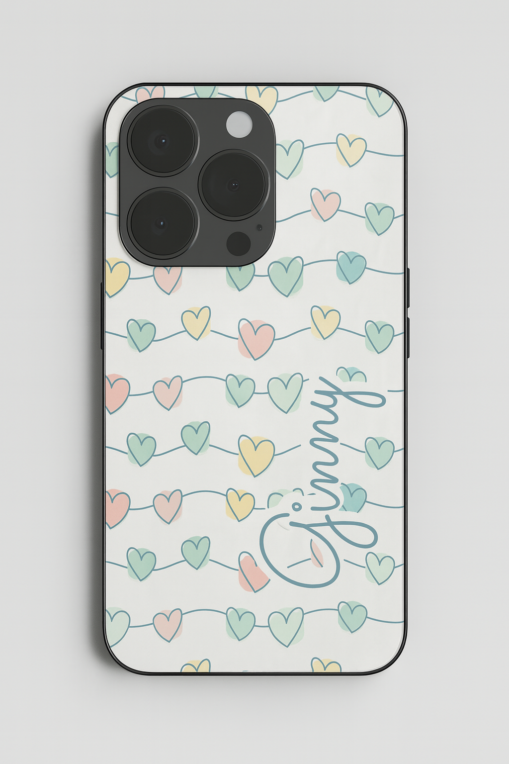 Pastel Strings Loops Personalised Name Premium Glass Back Cover For iPhone 11,12,13,14,15,16,17 Models The Case & Co