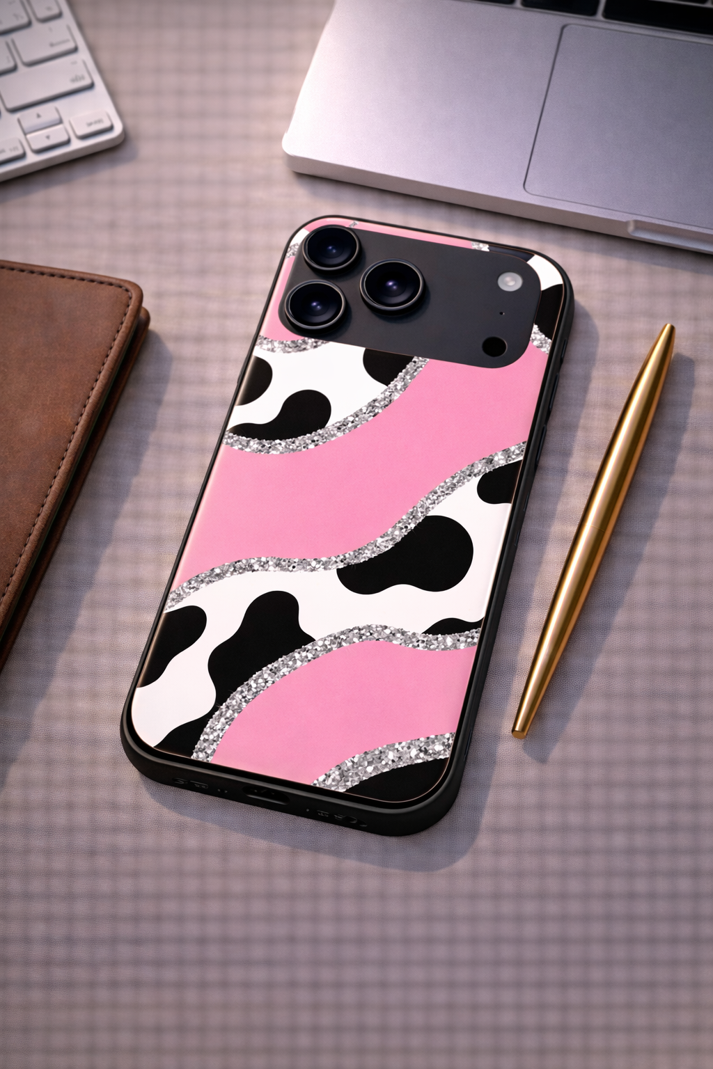 Pink Love Premium Glass Back Cover For iPhone 11,12,13,14,15,16,17 Models The Case & Co