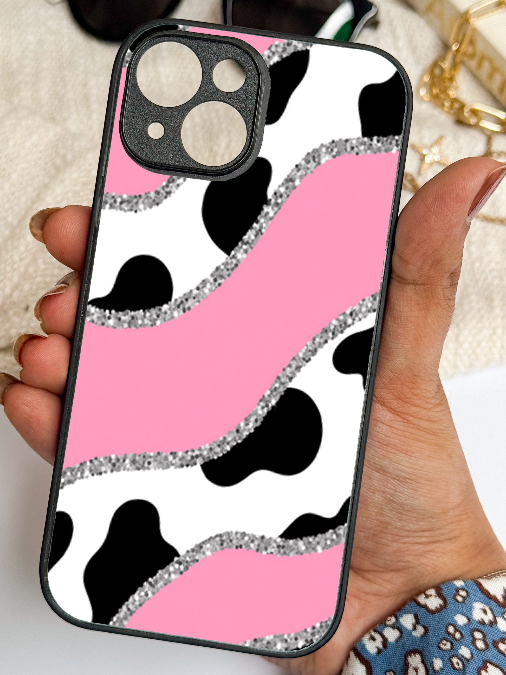 Pink Love Premium Glass Back Cover For iPhone 11,12,13,14,15,16,17 Models The Case & Co