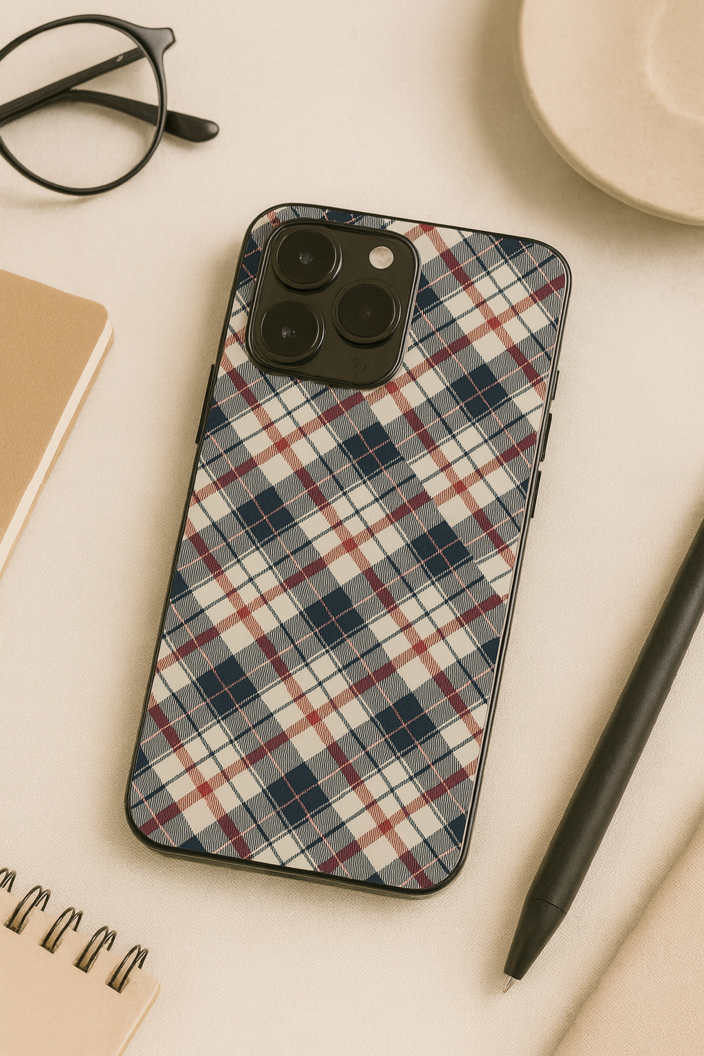 Plaid Perfection Premium Glass Back Cover For iPhone 11,12,13,14,15,16,17 Models The Case & Co