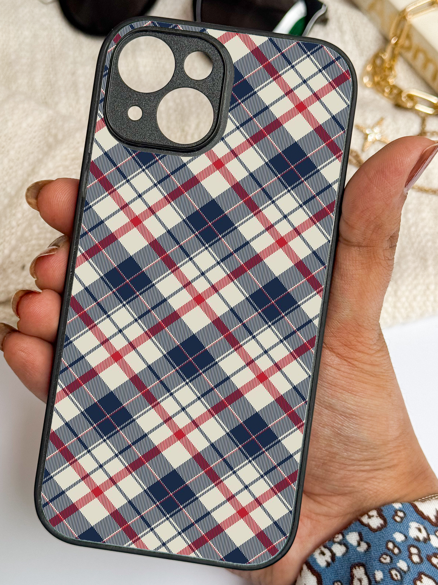 Plaid Perfection Premium Glass Back Cover For iPhone 11,12,13,14,15,16,17 Models The Case & Co